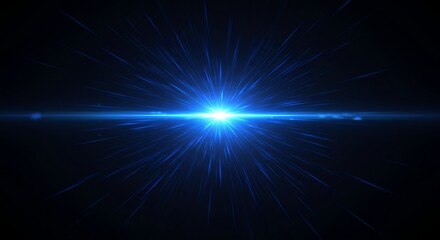 Abstract Background with Blue Light Burst Star and Lens Flare Effect