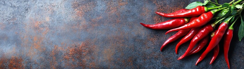 Red Chili Peppers on Rustic Background, Spicy Food Photography, Culinary Image Chili Peppers, Food Photography