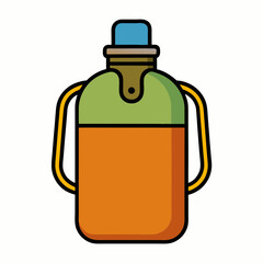 Illustration of a stylized camping canteen with an olive drab top and cap