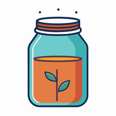 Charming Illustration of a Seed Sprouting in a Glass Jar with Lid