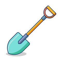 Cartoon shovel with a teal blade, a yellow handle, and light shadow