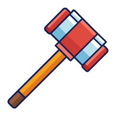 Stylized Illustration of a Red, Blue, and Yellow Pixelated Gavel Hammer