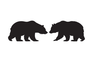Two Bear Silhouettes Face-Off