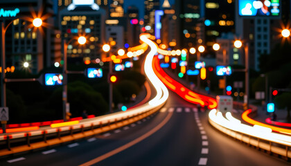 Obraz premium Urban Nightscape with Light Trails
