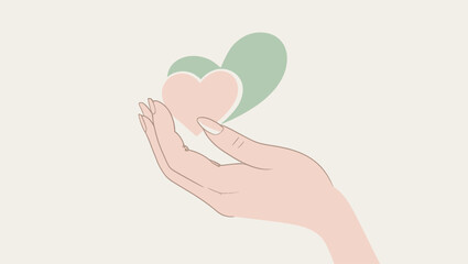 Female hand holding a red heart, symbolizing love and romance on Valentine's Day