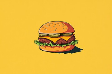 Ultimate cheeseburger with a juicy patty, two slices of cheddar cheese, pickles, lettuce, and a toasted bun