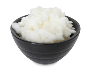 Shea butter in bowl isolated on white