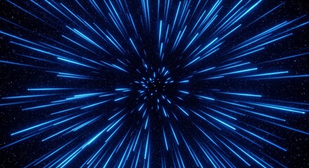 Obraz premium Abstract Background with Blue Speed Light Lines Stars Motion Effect