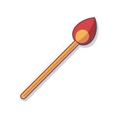 Illustration of a single lit matchstick against a stark white background