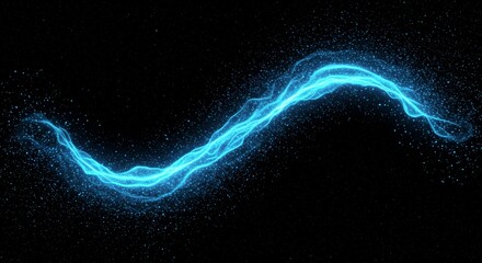 Abstract Background with Blue Wave Sparkle and Particle Light Energy