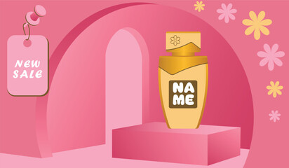 Creative organic 3d display scene business product showcase with plants for branding, labels, ads and marketing templates