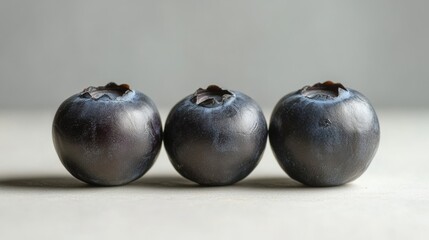 Three Dark Blueberries Closeup, Still Life Photography, Fruit Blueberry, Photography