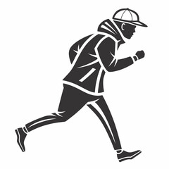 Young man running in stylish athletic wear