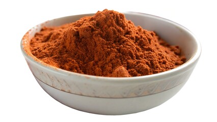 Ground Annatto Powder In Bowl With White Background Surface