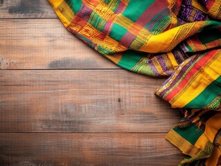 Vibrant African Fabric on Wood Background, African Print, Textile Design