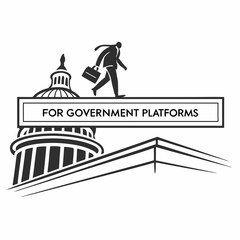 Businessman walking on government platform building