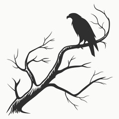 Fototapeta premium Majestic eagle silhouette on bare branch tree