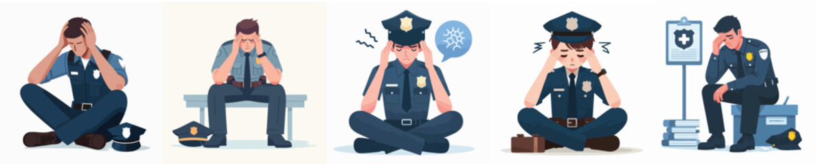 set of dizzy police vectors