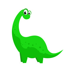Cute green dinosaur, brontosaurus, diplodocus - vector illustration