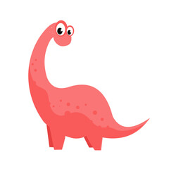 Cute pink dinosaur, brontosaurus, diplodocus - vector illustration
