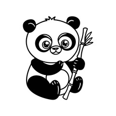happy panda icon silhouette vector art