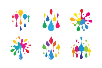 Colorful Paint Splatter and Droplet Designs Vector Illustrations