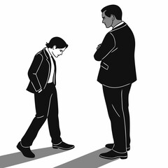 Businessman reprimanding subordinate employee shame