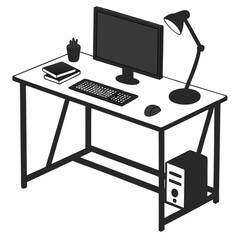 Modern home office desk setup computer workstation
