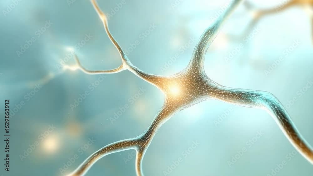 Poster Neuron Network: Close-up depiction of the complex neuron network. Symbolic representation of connection. Neural activity and brain function