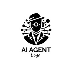 AI Agent Logo Design: A sophisticated logo design of a stylized AI agent, exuding intelligence and professionalism. The icon of AI agent, showing a concept of technology and service 
