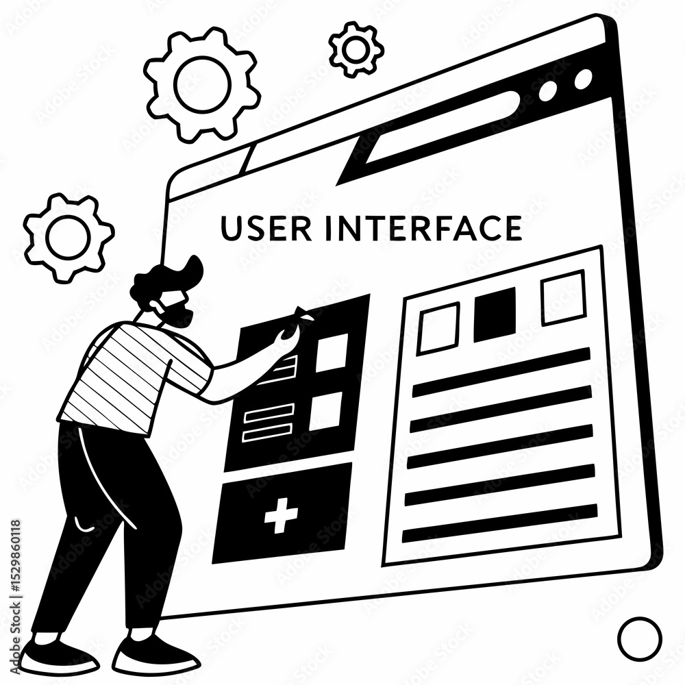 Wall mural man designing user interface modern webpage