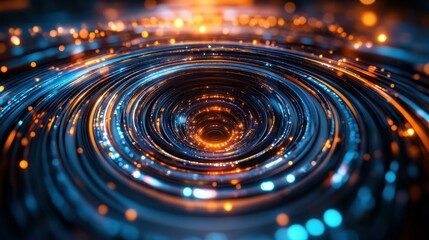Abstract swirling rings of light, dark center