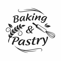 Baking pastry design wheat rolling pin whisk