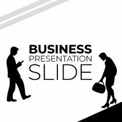 Business presentation slide template silhouettes walking