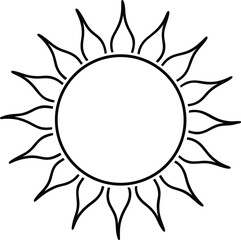 sun icon line art vector illustration on transparent background