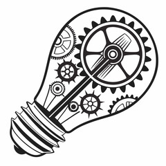 Lightbulb gears innovation technology idea concept