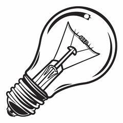 Vintage light bulb illustration black and white design