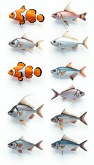 Collection of Colorful Fish Illustrations