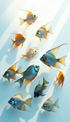 Colorful Angelfish School in Sunlight