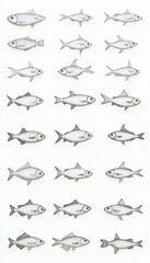 Illustration of Multiple Fish in Pencil Sketch Style