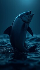 Salmon Leaping from Water at Night