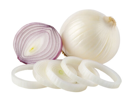Fresh onions white and red onion slices raw onion for cooking and healthy eating ingredient food photo