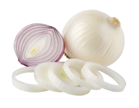 Fresh onions white and red onion slices raw onion for cooking and healthy eating ingredient food photo