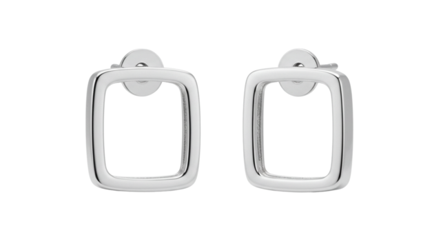 Open square earrings isolated on white background  