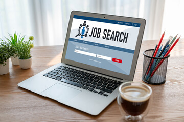 Online job search on modish website for worker to search for job opportunities on the recruitment...