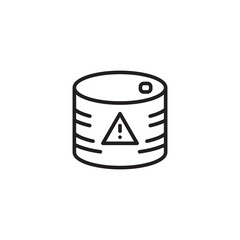 A clean line icon depicts a sealed tin can with a warning triangle, symbolizing hazardous materials, caution, or a security alert for stored items.