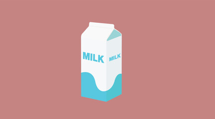 Milk Box Color Icon. Vector editable flat illustration of a box of milk