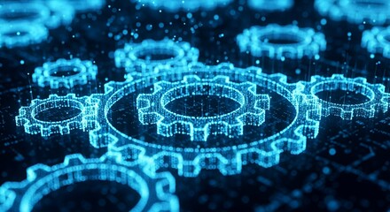 Obraz premium Digital gears meshing perfectly seamless technology innovation futuristic design