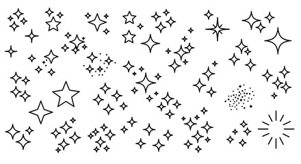 Assorted star shapes and sparkles in black and white illustration design vector illustration