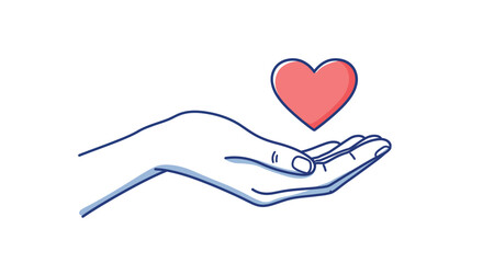 Illustration of hand holding heart symbol on white background vector illustration
